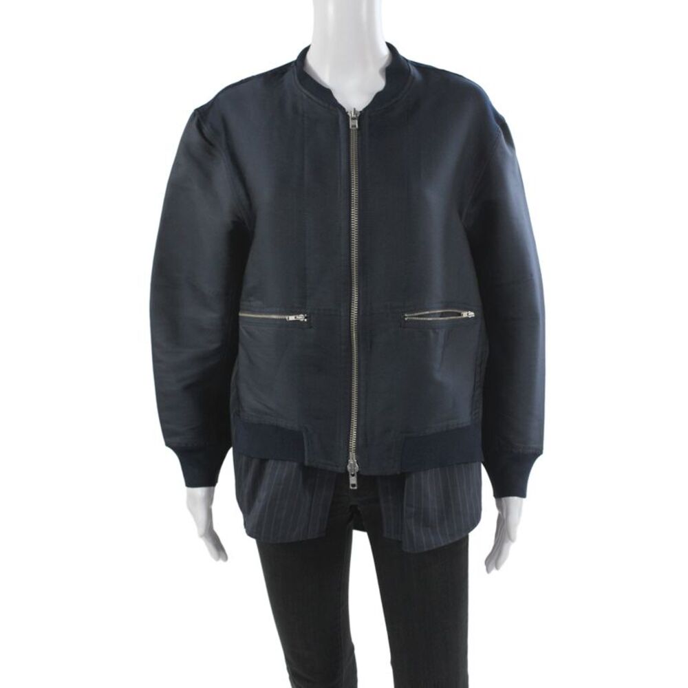 3.1 Phillip Lim Mens Bomber Jacket Dark Blue Zip Size 2